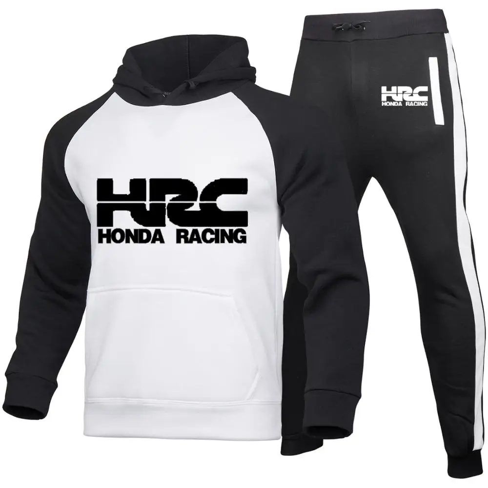 

Men's hoodie HRC Race Car Logo printing high quality Cotton Casual Hooded zipper Jacket Sweatshirt Sweatpants Suit 2pcs
