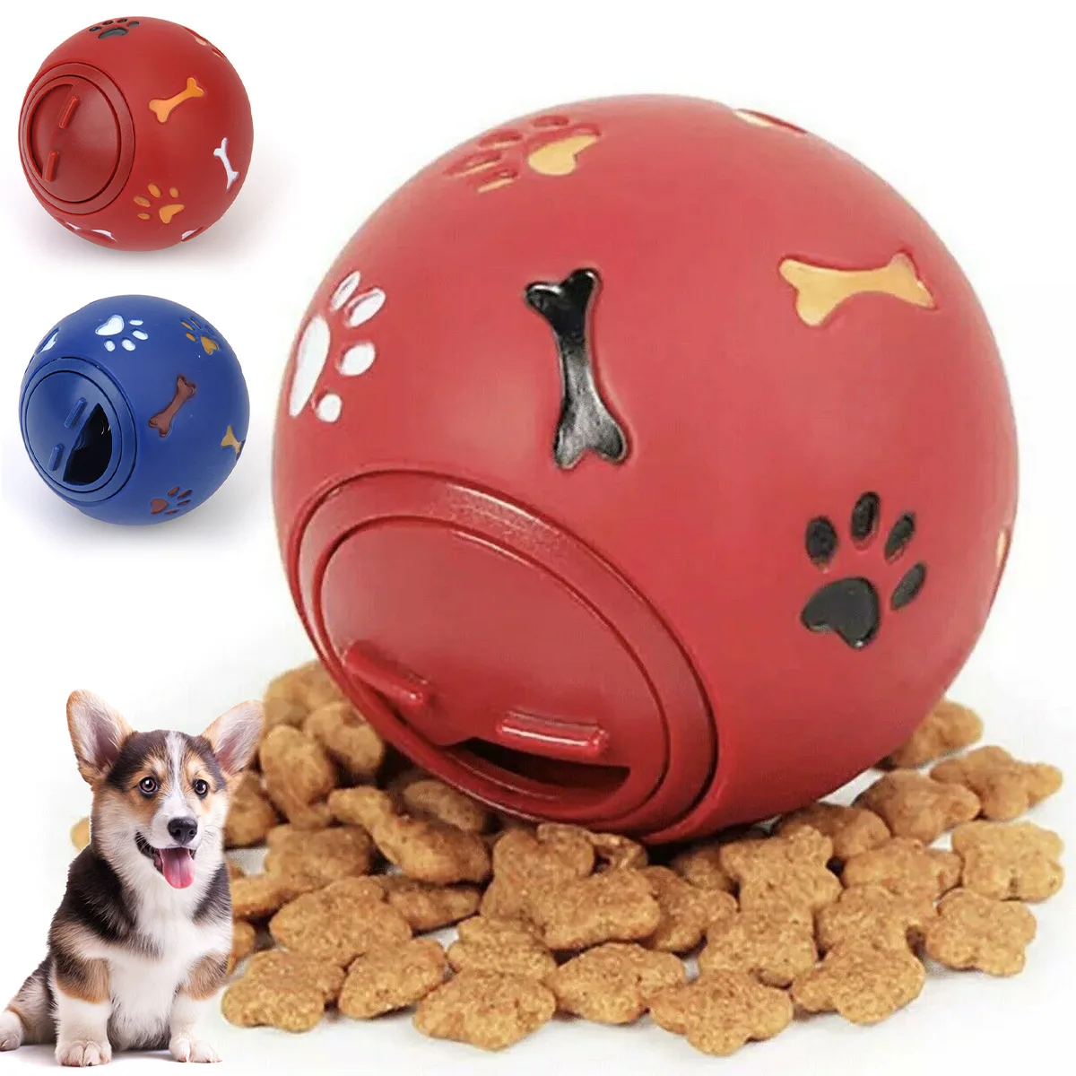 

Pet Dog Interactive Toys Leakage Slow Food Ball Food Dispenser IQ Treat Ball Smarter Toy Cleaning Teeth Bite Chew pet Feeders