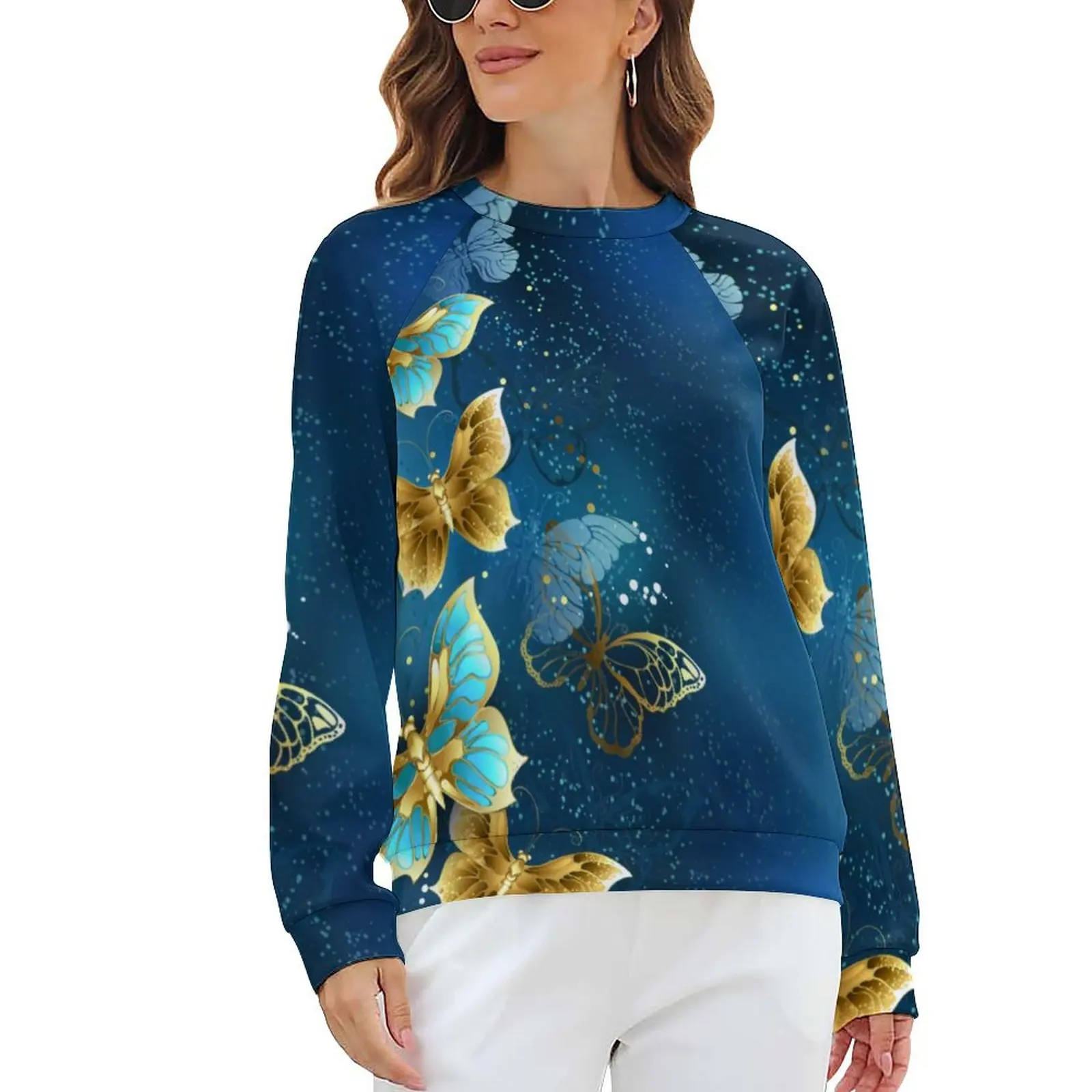

Retro Steampunk Hoodies Winter Golden Butterflies Streetwear Oversized Hoodie Ladies Long Sleeve Cute Design Casual Sweatshirts
