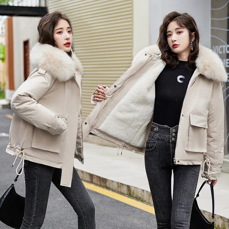 Winter Jacket Women 2022 Warm Thick Down Cotton Parka Mujer Casual Slim Black Overcoat Hooded Winter Coat Female Clothing