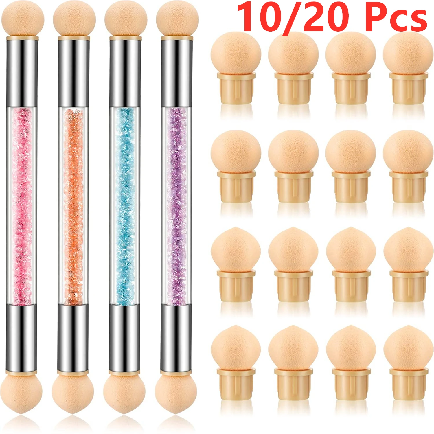 

Sdattor 10/20Pc UV Gel Nail Art Tool Pen Dual Head Nail Sponge Brush Picking Dotting Gradient Ombre Nail Pen Brush Acrylic Manic