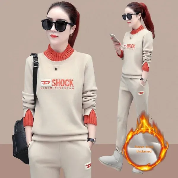 Осень/зима 2023 новый стиль большие размеры женский утолщенный свитшот на флисовой