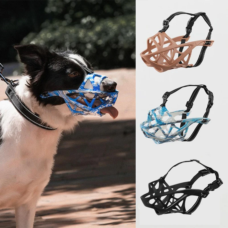 

Dog Muzzle Breathable Adjustable Mask Durable Sturdy Anti-barking Anti-bite Dog Muzzle Hollow for Medium Large Dogs Pet Supplies