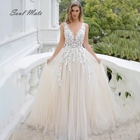 exquisite elegant a line 2022 wedding dress for women sweetheart bride dress lace appliques backless bridal gown robe de mariee