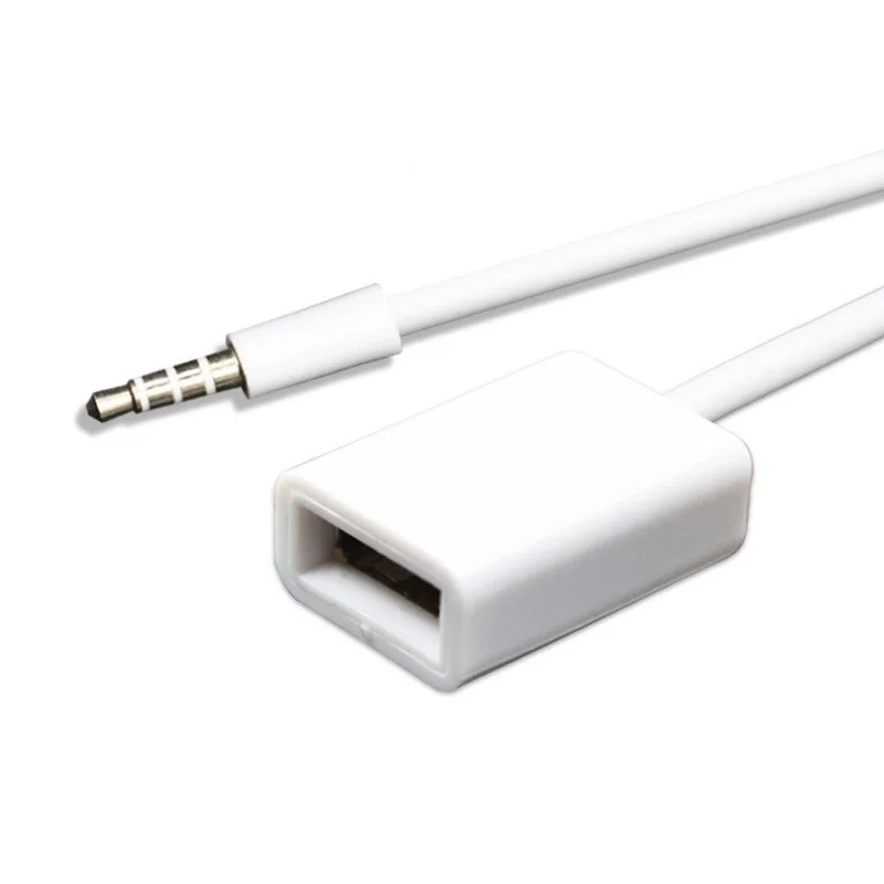 

Data Cable 3.5mm Male To USB Female Conversion Cable AUX Car MP3 Audio Adapter Cable U Disk Clip Line 15mm Length White