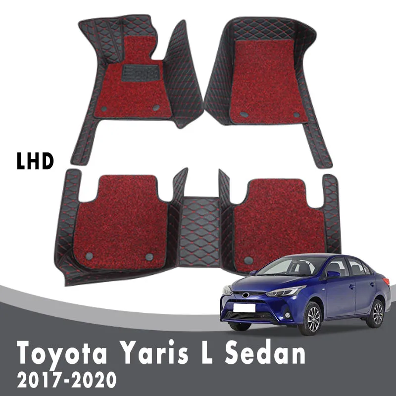 

Car Floor Mats For Toyota Yaris L Sedan 2020 2019 2018 2017 Carpets Double Layer Wire Loop Accessories Leather Rugs Waterproof