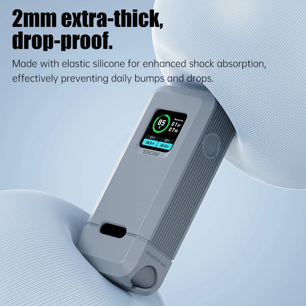Фото Силиконовый защитный чехол, силиконовый чехол для Anker Prime Power Bank, 12 000 мАч, 130 Вт, TF/SIM-карта, дорожный чехол для хранения №5