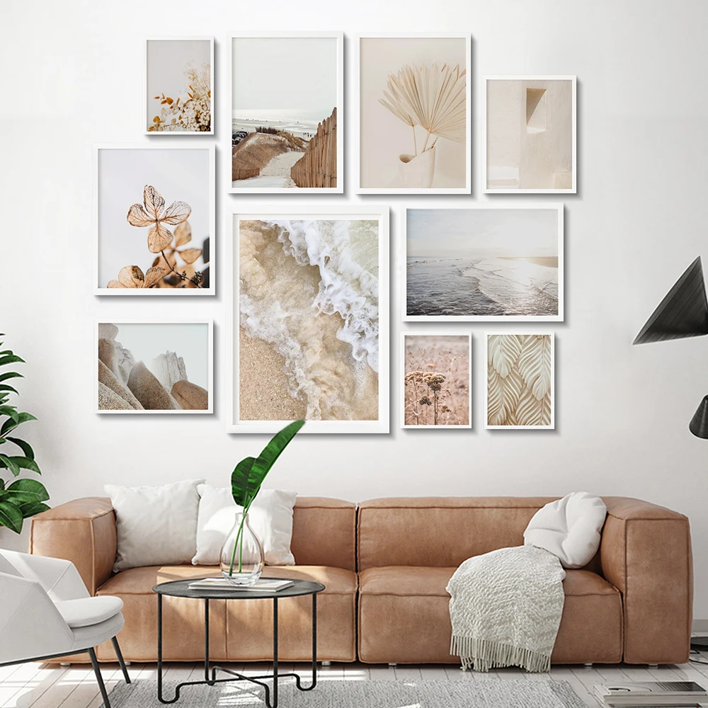 

Scandinavian Nature Landscape Canvas Painting Grass Beach leaf boho Wall Art Poster Nordic Print Modern Picture Home Decor
