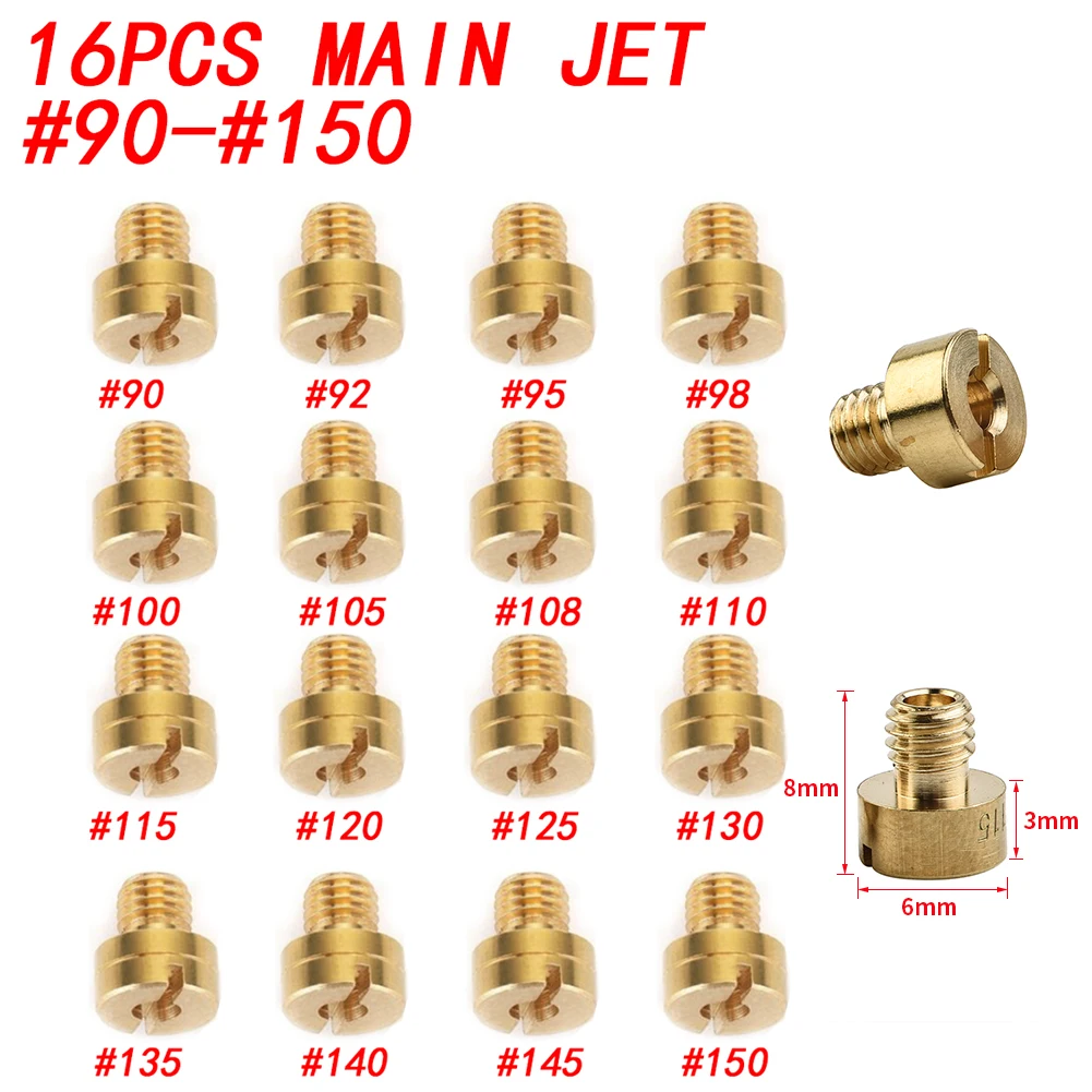 

Упаковка из 16 шт. главная струя карбюратора для PWK Keihin-OKO CVK 90, 92, 95, 100, 105, 108-150, форсунка карбюратора Motoforce