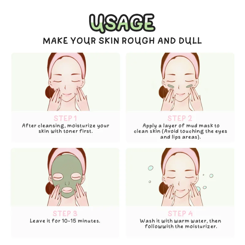 Фото Грязевая маска Очищающая увлажняющая маска для контроля жирности Удаление черных точек Очищающая грязевая маска Аппликатор Грязевая маска №4
