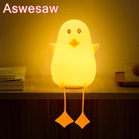 aswesaw led children night light for kids soft silicone usb rechargeable bedroom decor gift animal duck touch night lamp