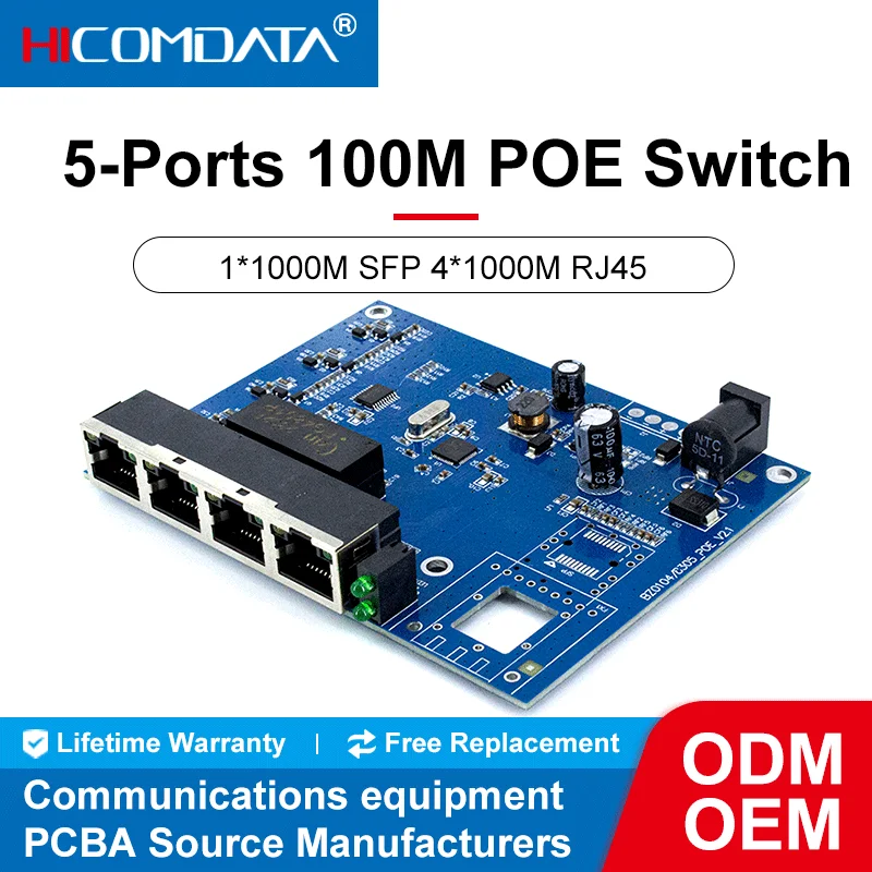 Коммутатор HICOMDATA с питанием по сети Ethernet 48 В 5 портов 100 Мбит/с