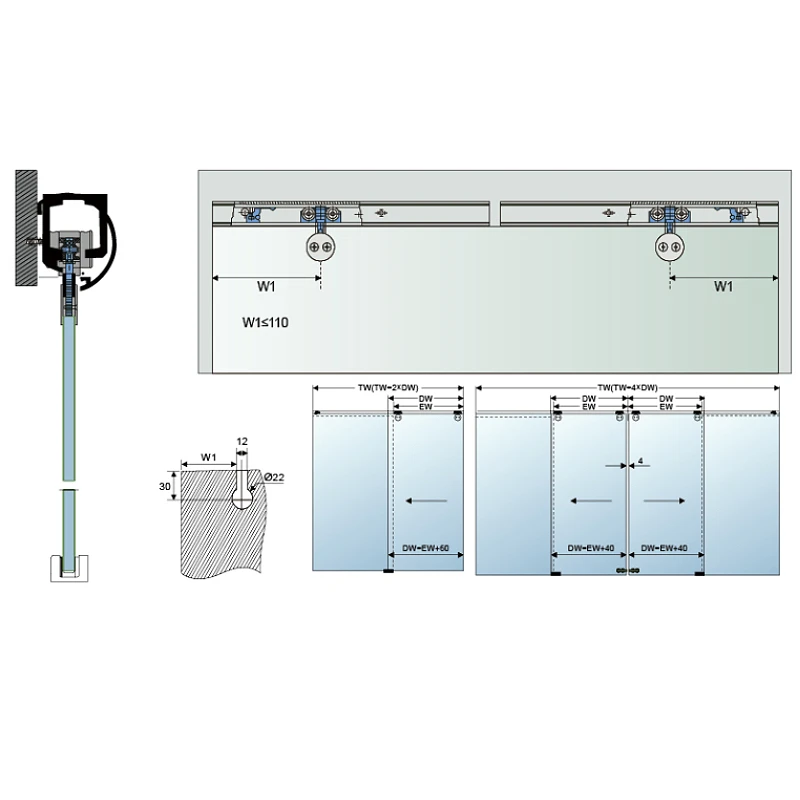 Сверхмощный Ролик для раздвижной двери Kensharp стеклянная дверь подвесное колесо