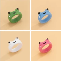 cute frog chick rings for women girls funny personality cartoon animal acrylic finger ring bestfriend kids fashion jewelry gifts