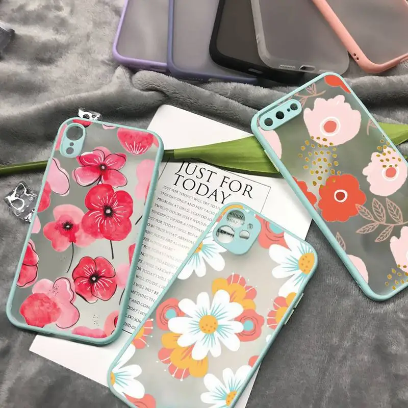 

Daisy Floral flower pattern Phone Case matte transparent For iphone 7 8 11 12 13 plus mini x xs xr pro max cover