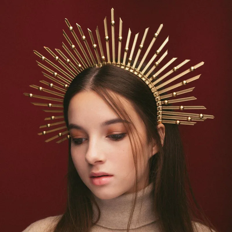 

Golden Halo Hair Accessories Mary Halo Goddess Crown Wedding Party Headwear Halloween Costume Plastic Zip-ties Headpiece