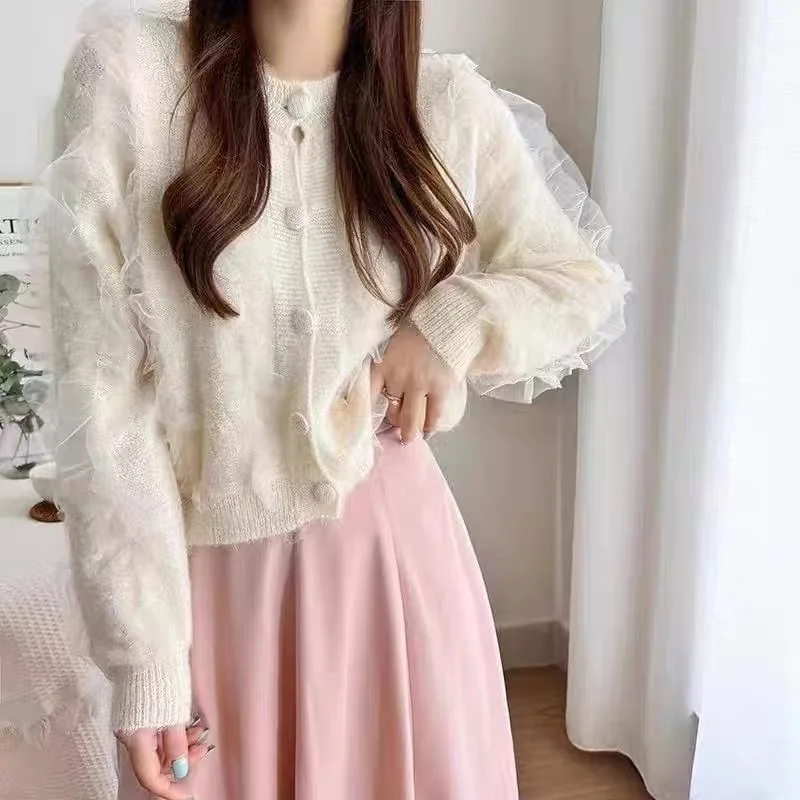 

Женский вязаный кардиган, милые кашемировые свитера, модные корейские джемперы с длинным рукавом, свободная осенняя одежда с круглым вырез...