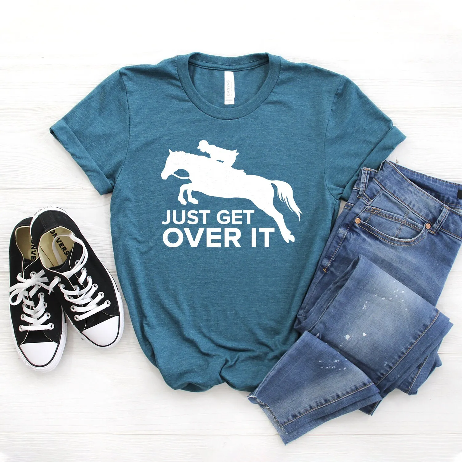 Футболка Just Get Over It Horse Jumping конная верховая езда на спине шоу Barn Life Softstyle