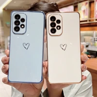 vintage plating bumper love heart silicone case full protection cover for samsung a52 a52s 5g a53 5g s22 ultra s21 ultra s20 fe