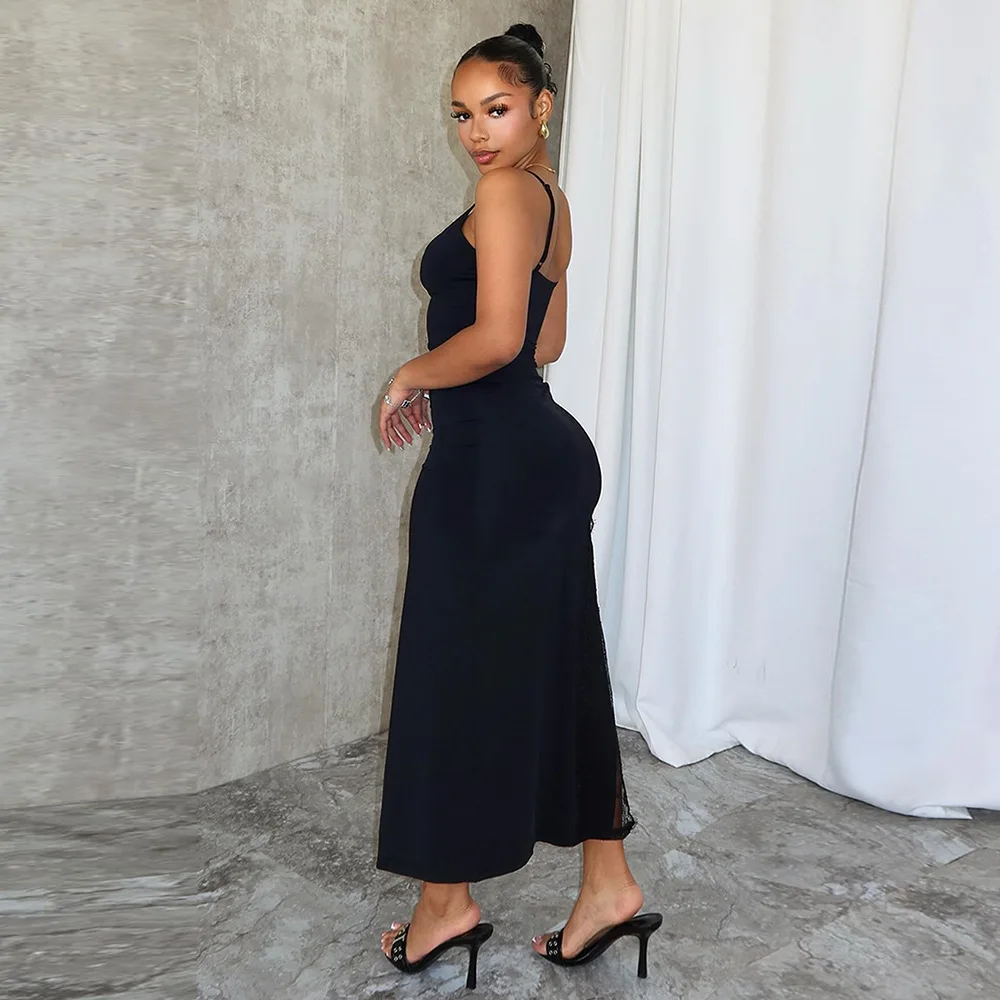 Женское длинное платье на бретельках OSEN-Comfort сексуальное облегающее эластичное