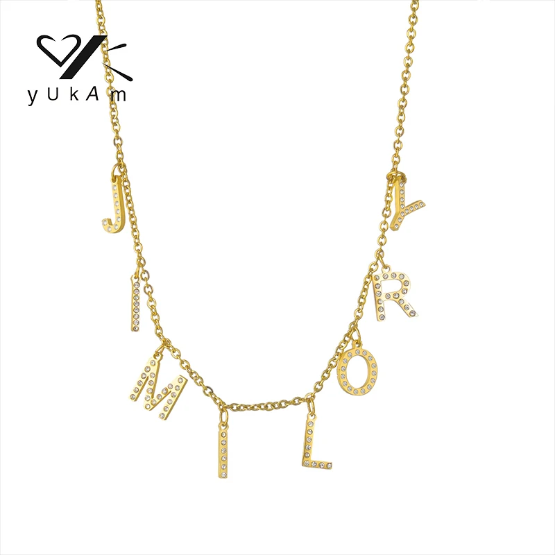 YUKAM Custom Necklaces With Diamond Large Letter Combination Stainless Steel Woman Jewelry Sets for Women Special Aesthetic New