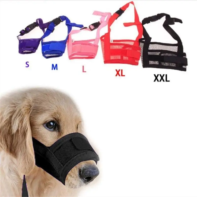 

New Pet Dog Adjustable Mask Bark Bite Mesh Mouth Muzzle Grooming Anti Stop Chewing Pets Accessories Dog Harness and Leash Set