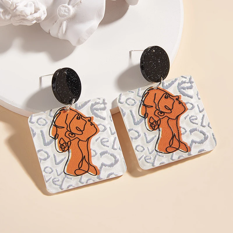 

Korean Version Comic Graffiti Style Earrings Retro Fun Acrylic Holiday Style Niche Design Trendy Earrings Pendientes Verano 2022