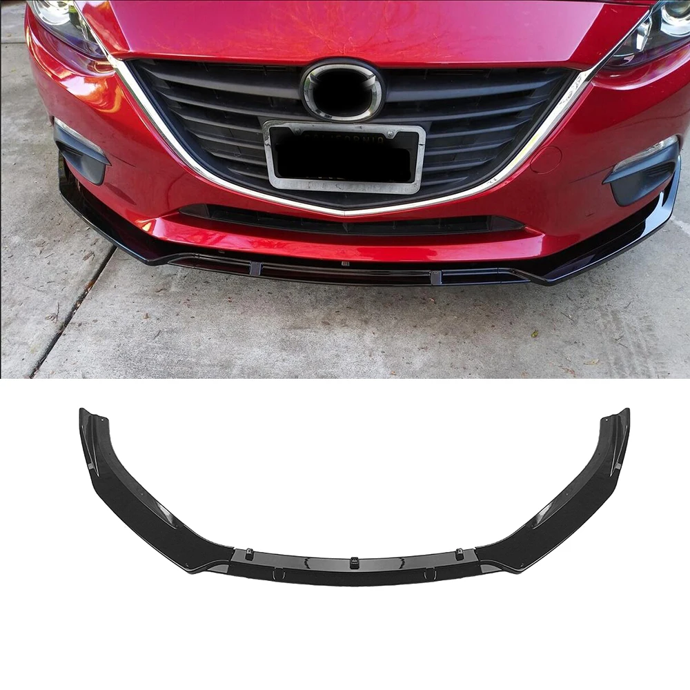 Front Bumper Spoiler Splitter Lip For MAZDA 3 Axela 2014-2018 Mazda3 Glossy Black Car Lower Guard Plate Trim Blade Kit Protector