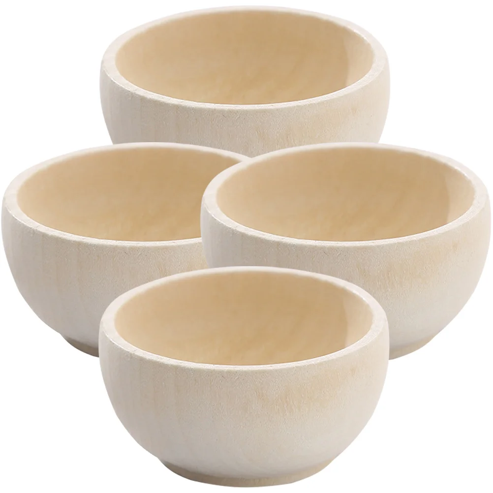 

Homemade Supplies Unfinished Wood Playthings Simulated Kitchen Toys Wooden Bowl Model Mini Cutlery Bowls Decor Crafts Kids