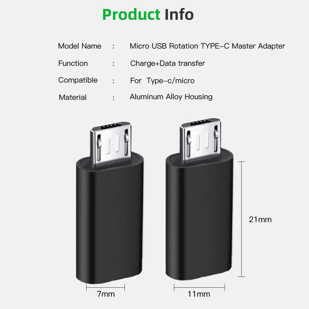 New Type-C To Micro USB Adapter Cable Alloy Micro USB Male to Type C Female Adapter Converter Connector for Phone Tablet