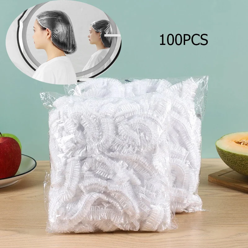 

1/100pcs Disposable Shower Cap Elastic Mesh Shape Non-woven Bath Hat for Eyelash Extension Clear Waterproof Hair Hat Shower Cap