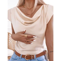 2022 latest explosions summer solid color ol commuter simple short sleeve loose soft comfortable swinging collar ladies shirt