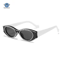 teenyoun 2022 new diamond sunglasses luxury brand punk small oval flash diamond glasses versatile candy sun glasses women