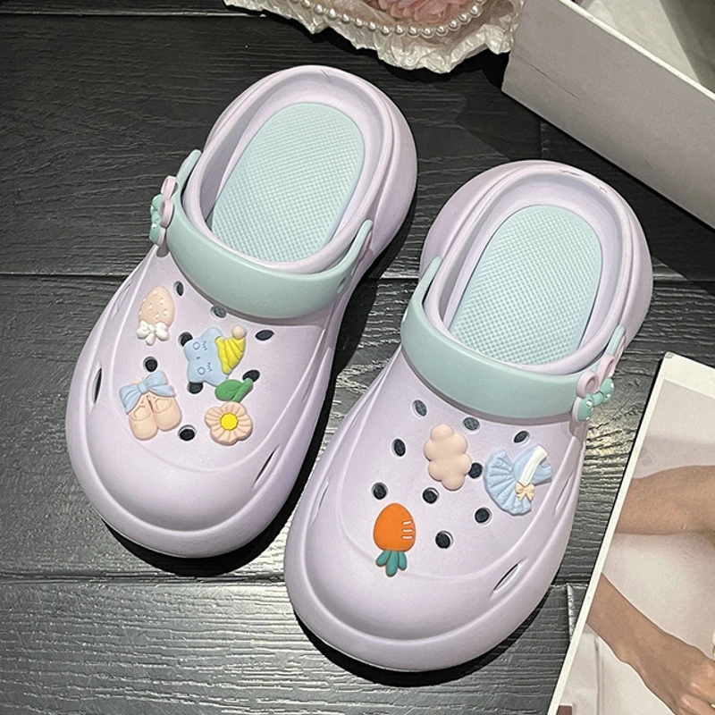 Summer Clogs Slippers Women Wedges High Platform Garden Shoes Outdoor Beach Sandals Home Girls Quick Dry Cute Thick Sole Slides
