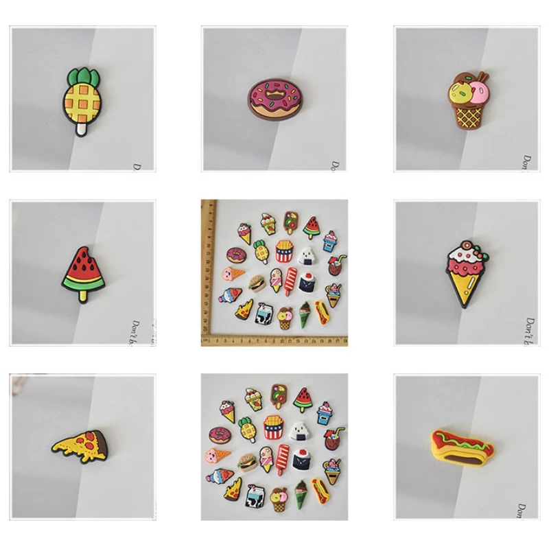 Hot jibz Lovely Food Cake Cookies Shoe Charms Cartoon DIY Clogs Funny Shoe Aceessories Fit Croc Sandals Decorate Kids  Gifts