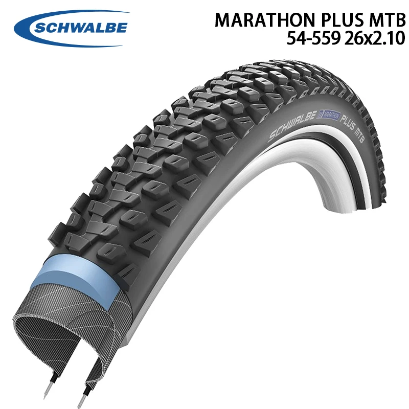 

Горный внедорожный велосипед SCHWALBE, горный велосипед, черная Проводная шина MARATHON PLUS 54-559, 26x2,10, уровень 7 K-Guard, велосипедные запчасти