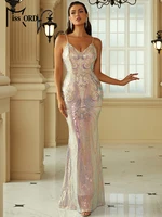 missord double v sleeveless multicolor sequin gown maxi party dress women 2022 elegant evening female purple prom wedding dress