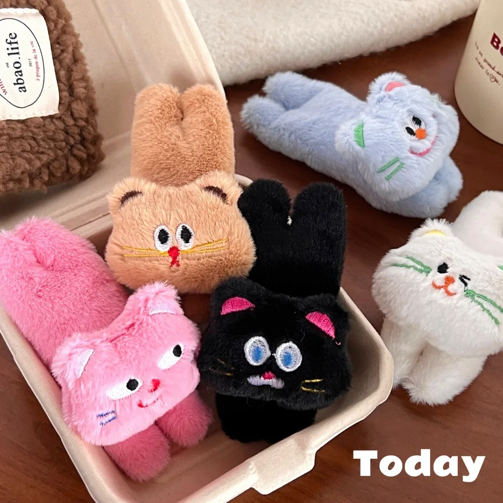 Новый милый мультяшный плюшевый котенок заколка для волос универсальный