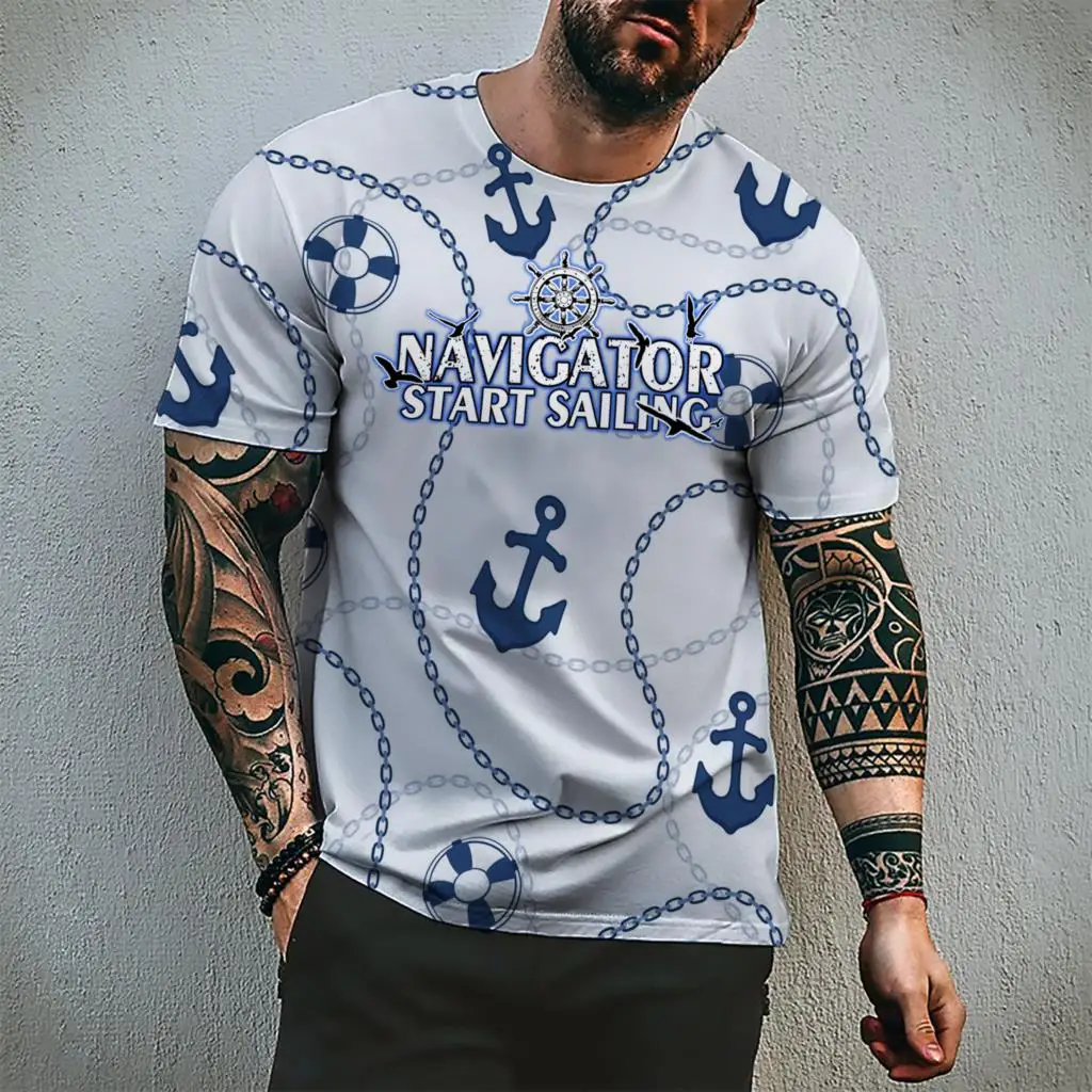 

Men's Hawaiian T-Shirt Fashion Shirt Sailing Sailing 3D Printing Comfortable Casual Short Sleeve Oversized Clothes Free Shipping