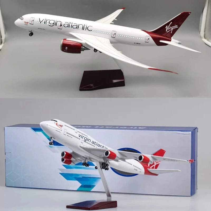 

1:150 Scale Diecast Model Virgin Atlantic Airlines Boeing B747/B787 Resin Airplane With Light And Wheels Toy Collection Display