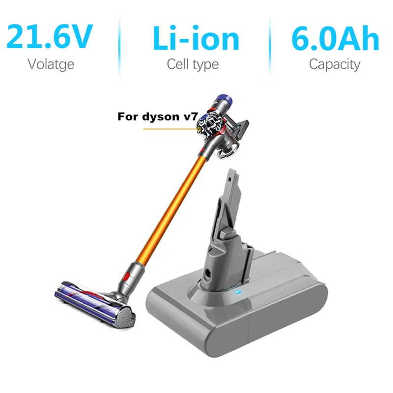 

6000mAh 21.6V For Dyson V7 battery Motorhead Animal Trigger Car+Boat Absolute V7 Replacement Battery Handheld Vacuum Cleaners