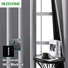 BILEEHOME водонепроницаемые 100% затемняющие шторы для гостиной, однотонные занавески для спальни, оконные готовые занавески, панели