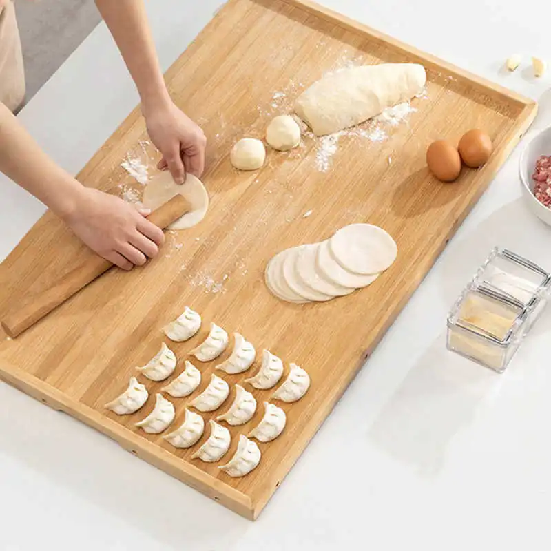 

7Pcs/Set Dual Use Bamboo Dough Board Pastry Food Cutting Chopping Board Worktop Rolling Pin Kitchen Utensil