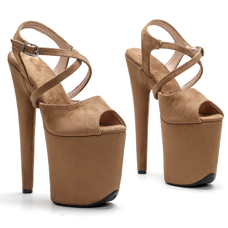 Leecabe 20cm/ 8inches  suede upper toe open  fashion sexy  lady platform high heel   sandals  pole dance shoes