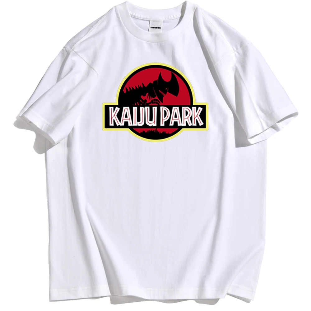 

Футболка мужская с логотипом большого динозавра Kaiju Park, уличная одежда в стиле хип-хоп, Однотонная рубашка в стиле ретро