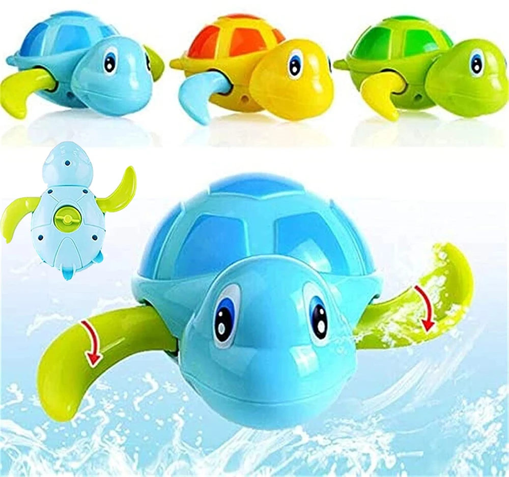 

3pcs Cute Cartoon Animal Tortoise Classic Baby Water Toy Infant Swim Turtle Wound-up Chain Clockwork Kids Beach Bath Toys