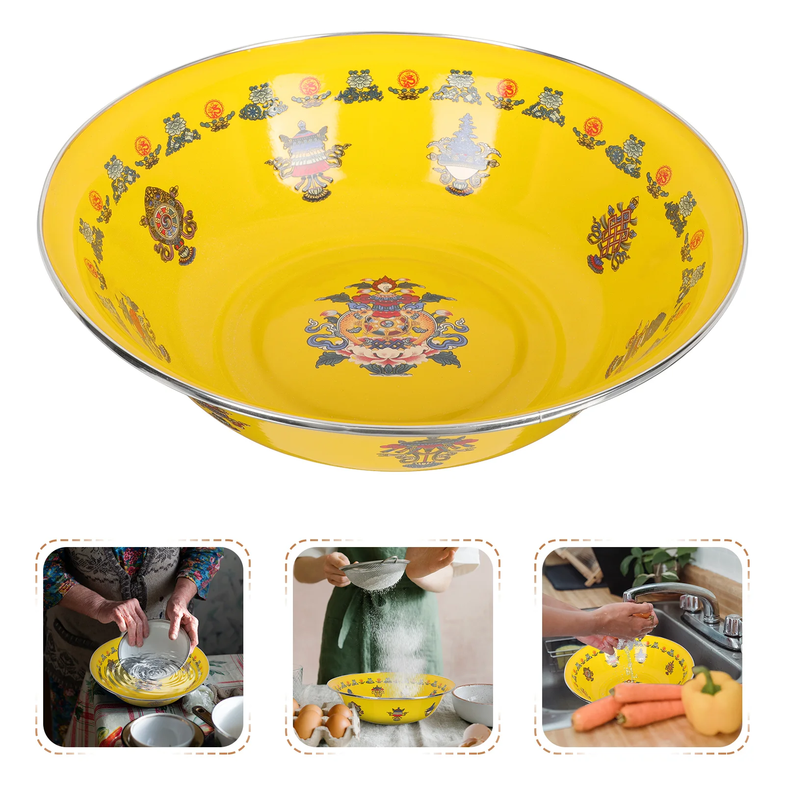 

Bowl Enamel Basin Mixing Bowls Vintage Enamelware Soup Wash Storage Plates Retro Pitcher Salad Enameled Dishes Food Washing