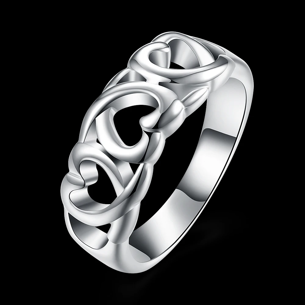 

925 Sterling Silver Jewelry heart Rings for Women Men Size 7 8 9 Fashion Wedding Girl student Holiday gifts