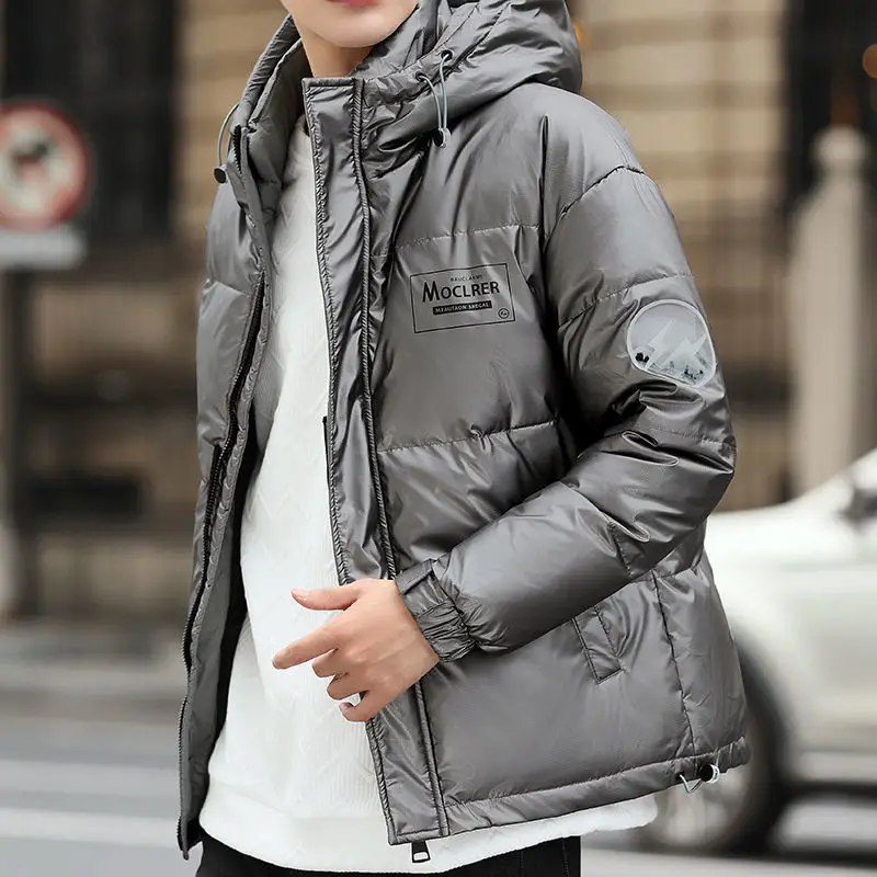 Men's white duck down jacket new high-end glossy wash-free short middle-aged and young winter men's jacket top