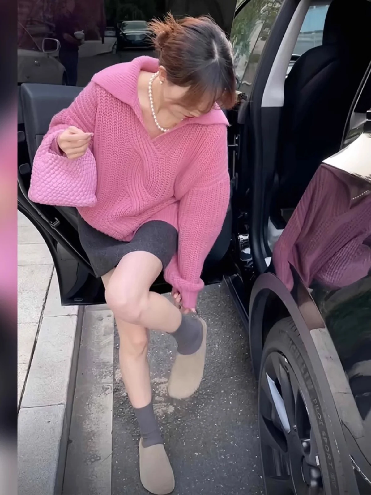 Корейская серия Idle Sle высококачественный розово-красный вязаный свитер женский